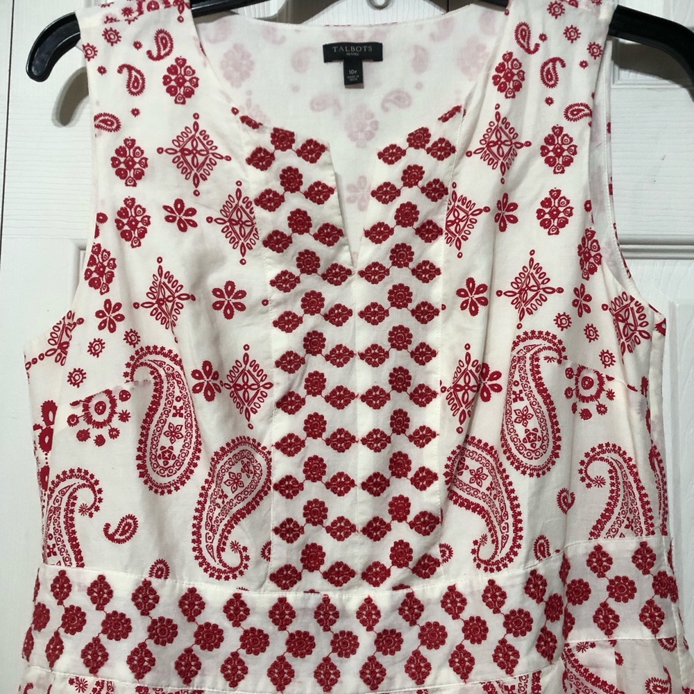 Talbots White Dress with Red Paisley Print - Picture 4 of 12